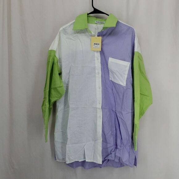 Charlie Holiday Romi Color block Button Down Shirt *FLAWS* (AR) - Picture 1 of 6